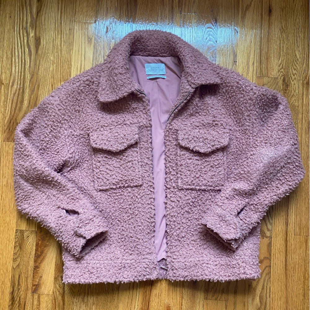 Urban Outfitters Pink Teddy Jacket